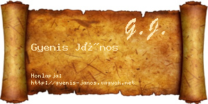 Gyenis János névjegykártya